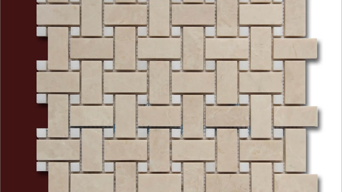 Beige Crystallino Basket Wave, Honed, Afyon White Polished